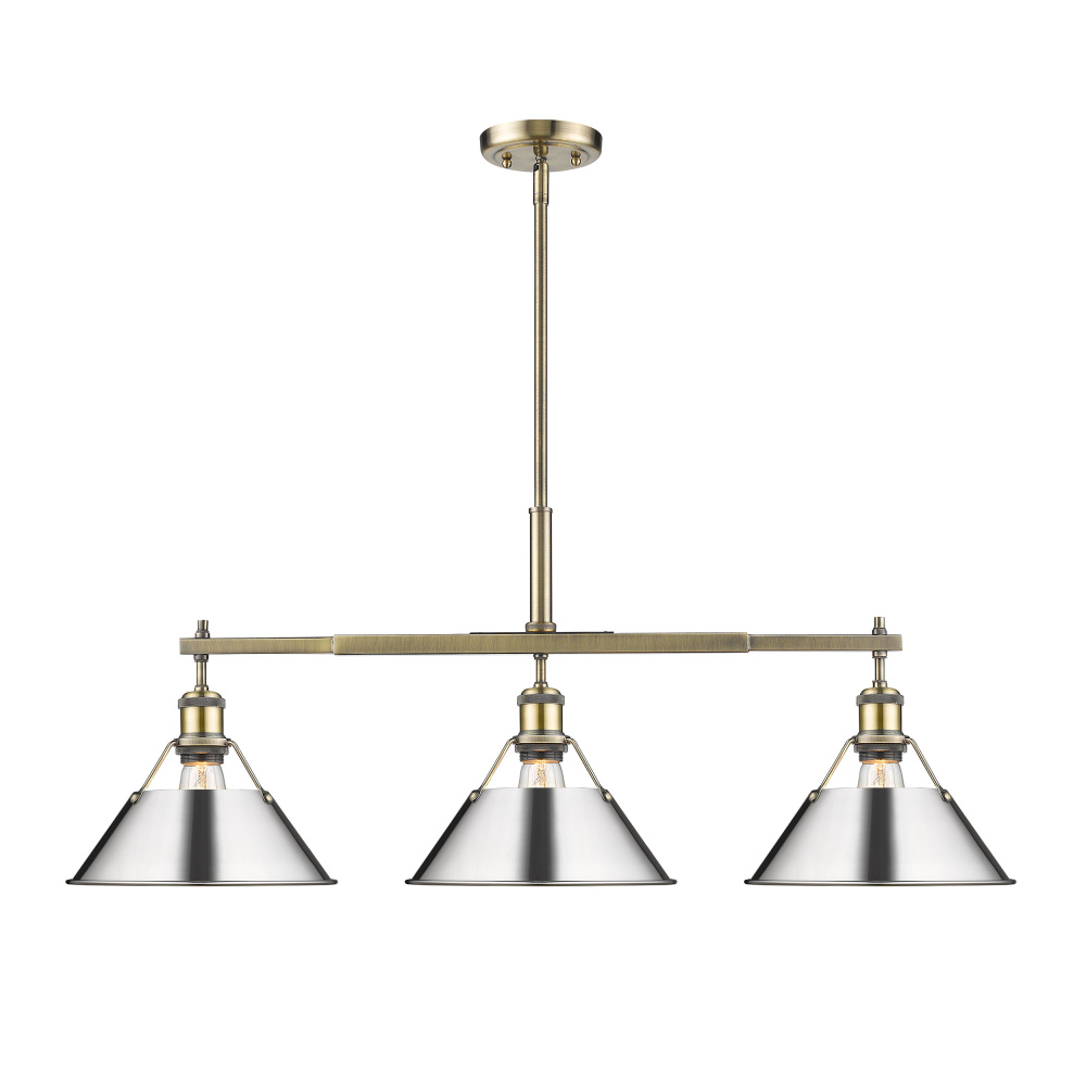 Yep by Golden Lighting Orwell 3-light Island Light in Aged Brass and Chrome shade